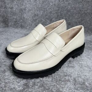EVERLANE The Lug Sole Loafer 9.5 Chunky Parchment Cream Ivory Leather Platform‎